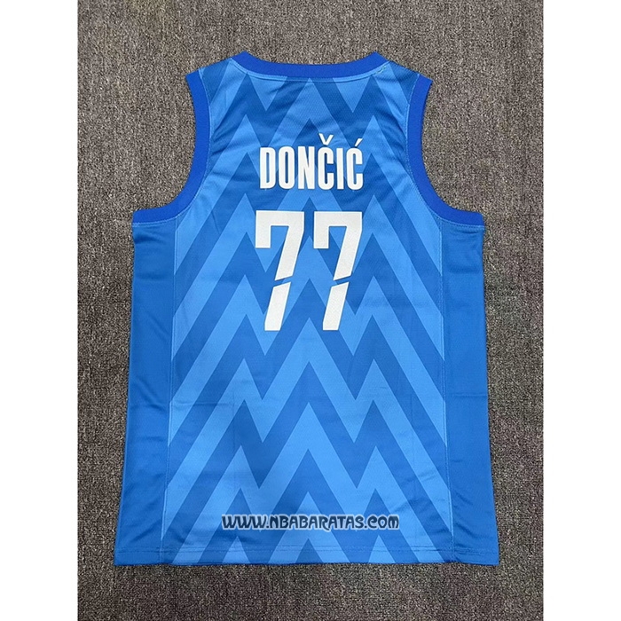 Camiseta Slovenia Luka Doncic #77 Segunda Azul